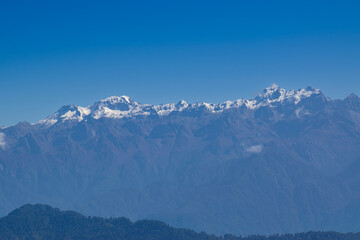 Beautiful view of Himalayan mountains at Ravangla, Sikkim. Himalaya is the great mountain range in Asia with more than 50 peaks , mostly highest, including mount Everest the highest in the world.