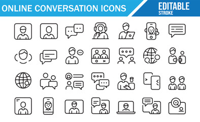 Messaging and chat service icons for business and social communication
