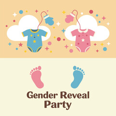 Vector illustration of gender reveal party banner