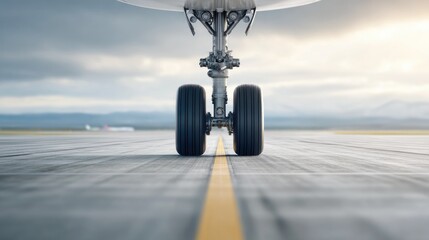 Airplane Landing Gear on Runway