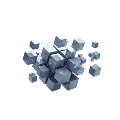 Abstract Silver Cube Cluster Digital Art Background for Business and Technology Concepts