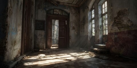 Obraz premium Abandoned, Decaying Interior of a Dilapidated Building