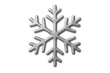 Metallic silver snowflake shining on transparent background