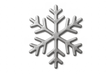 Metallic silver snowflake shining on transparent background