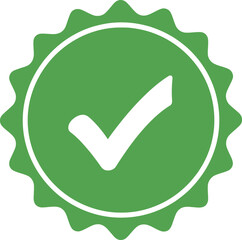 Green Rosette with Check Mark, Symbol of Approval, Isolated on Transparent Background