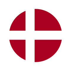 Obraz premium Danish flag in the shape of circle, in flat style. Vector Illustration.