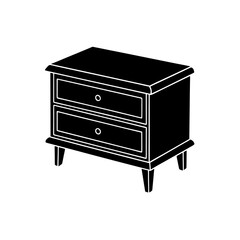 Nightstand with two drawers on transparent background silhouette