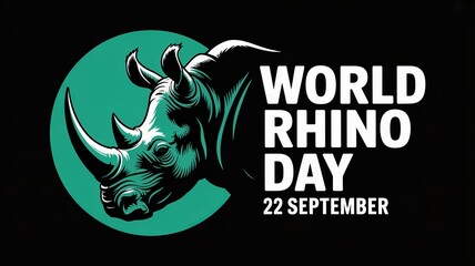 Fototapeta premium Green and black rhino graphic highlights conservation and global events.