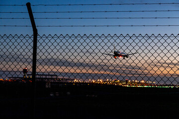 Commercial aircraft approaching Barcelona El Prat Airport