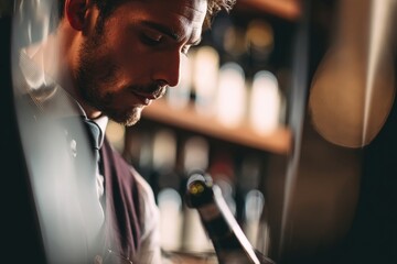 Stylish Bartender Preparing Drinks in Modern Bar Setting