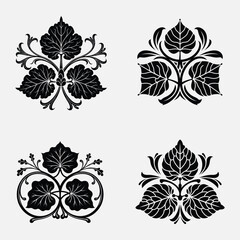 Ornamental Floral Vector Design Set – Vintage Decorative Leaf Motifs