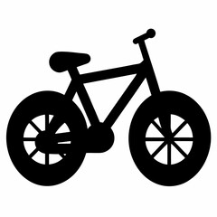Fototapeta premium Silhouette of simple mountain bicycle icon-Black vector illustration of a mountain bike in silhouette style, symbolizing cycling, outdoor sports, eco-friendly transport, and active lifestyle.