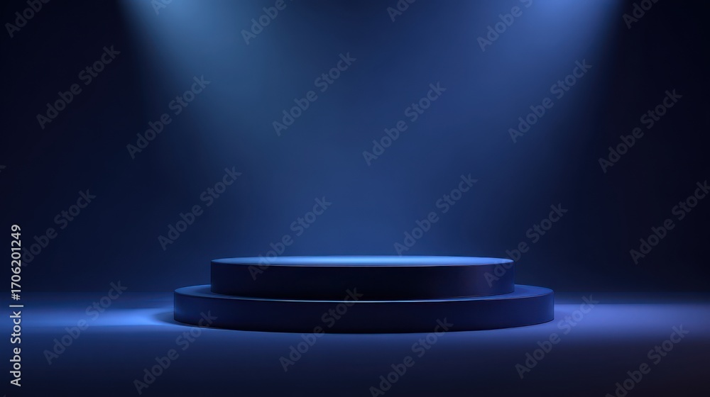 Poster stunning photo of dark blue stage podium 3d background product platform of empty scene presentation 