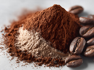 cocoa powder on white background