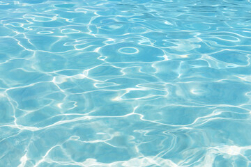 Defocus blurred turquoise colored water surface texture. Blue water with ripples on the surface.
