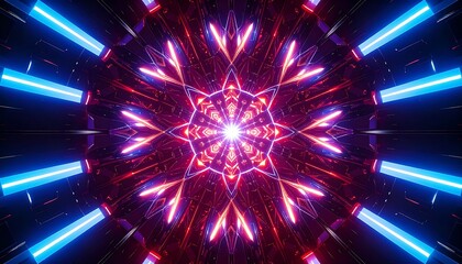 Abstract neon mandala with symmetrical pattern