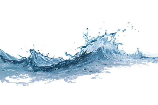 Dynamic water splash wave isolated on transparent background