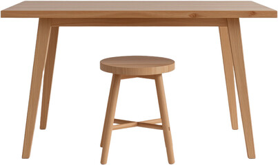 Modern wood table furniture minimalist natural light brown stool clean contemporary home workspace Simple modern wood table