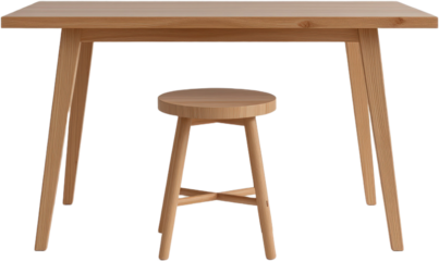 Modern wood table furniture minimalist natural light brown stool clean contemporary home workspace Simple modern wood table
