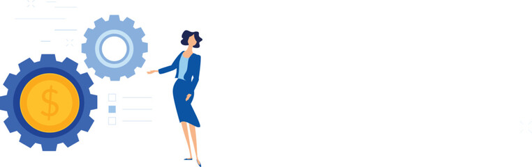 Business Girl with Dollar Symbol Vector Art Template