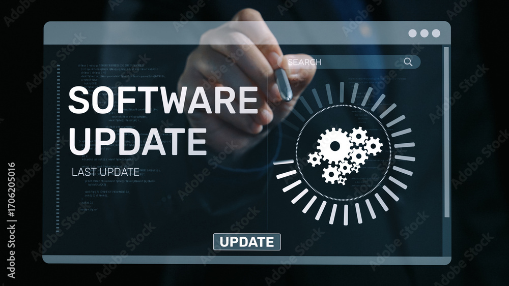 Poster knowledge upgrade and software update, digital skills improvement, competitive advantage, continuous