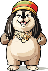 A cute cartoon animal drawing of a happy hedgehog and a cat, with a fun Christmas holiday theme