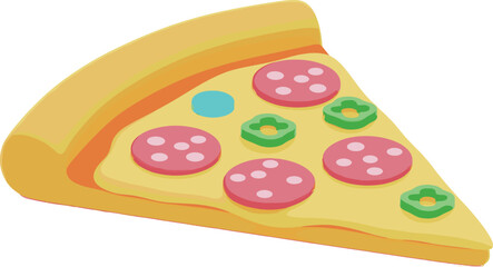 3D Pizza Slice Vector Illustration – Realistic Tasty Pizza Design