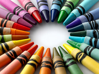 colored pencils on white background