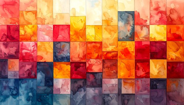 Abstract mosaic of warm, vibrant colors - Powered by Adobe