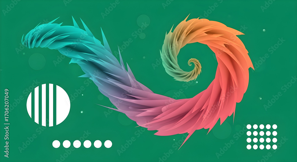 Poster modern abstract background with colorful gradient spiral and geometric shapes