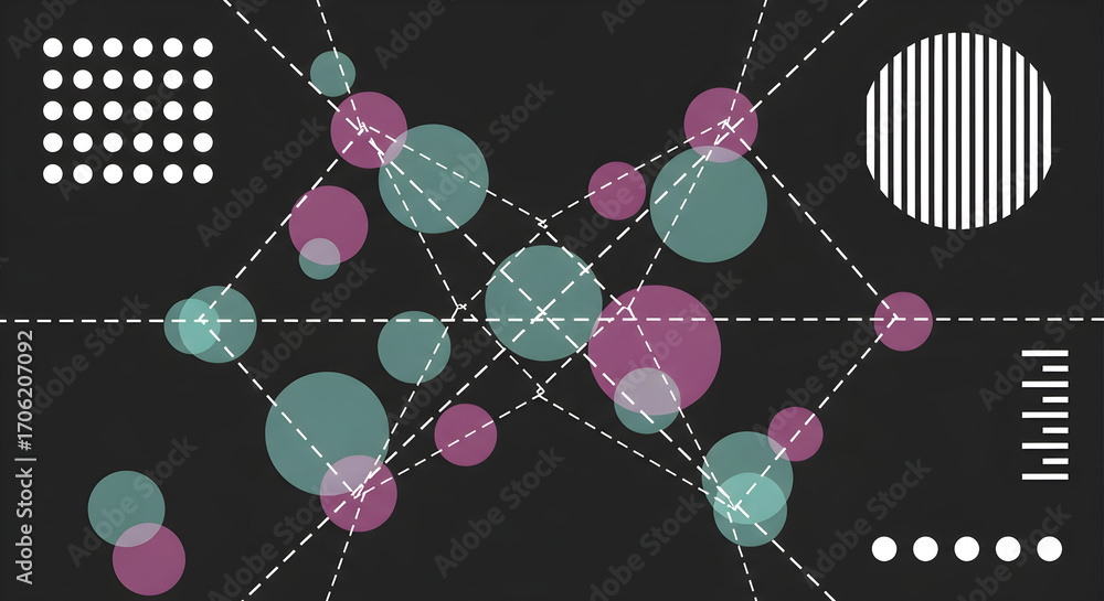 Poster abstract geometric background representing data and network connections
