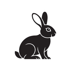 Rabbit silhouette sitting, representing nature, fertility, and a cute animal technology background