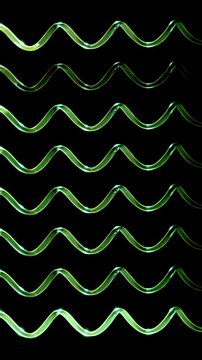 Liquid Circulating In Neon Green Twisting Straws