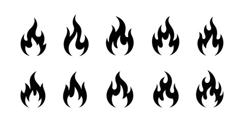 Flame Icon Set Various Styles and Designs