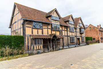 A view up the Henley Street in Stratford, UK in springtime