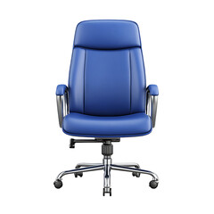 Blue executive chair with a high back chrome frame and wheels Ideal for office or home use Comfortable seating for long hours