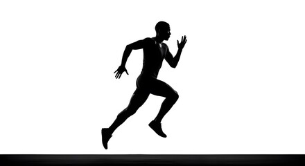 Silhouette of a sprinter in full motion. A strong and focused athlete in a dynamic pose