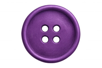 Large purple button with four holes isolated on a transparent background, perfect for crafts, sewing, and design projects