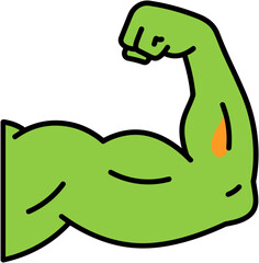 Obraz premium Flexing green muscular arm illustration on white background