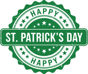 Obraz premium St Patricks Day Distressed Green Badge with Stars and Happy on White