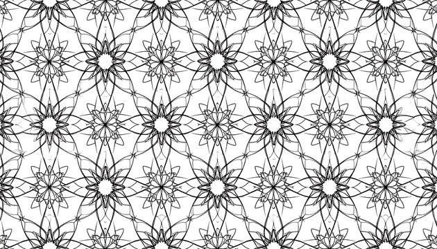 Abstract repeating pattern of intricate floral shapes - Powered by Adobe