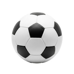 Obraz premium Pristine classic Telstar soccer ball with iconic black & white panels, meticulously stitched, on transparent background, high-key studio lighting, concept of timeless sports icon design