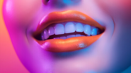 Fototapeta premium The act of smiling, a beautiful smile. Happiness, joy.