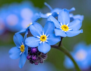 Close-up of delicate blue forget-me-nots
