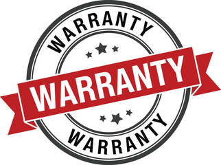 Warranty Seal with Red Banner Isolated on White Background Quality Certified