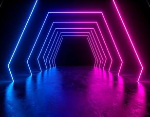 Neon hexagon tunnel with vibrant colors