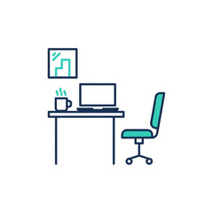 Office Desk Icon – Workplace Business Vector Illustration