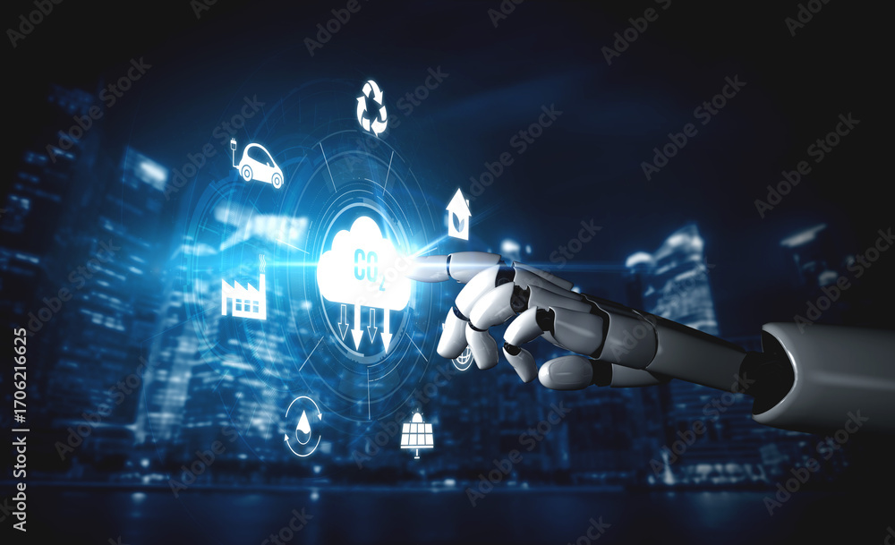 Poster ai artificial intelligence accelerates net zero goals by supporting green strategies, smart energy t