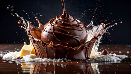 Chocolate sphere with liquid splash