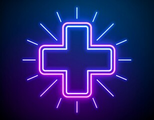Obraz premium Neon medical cross graphic